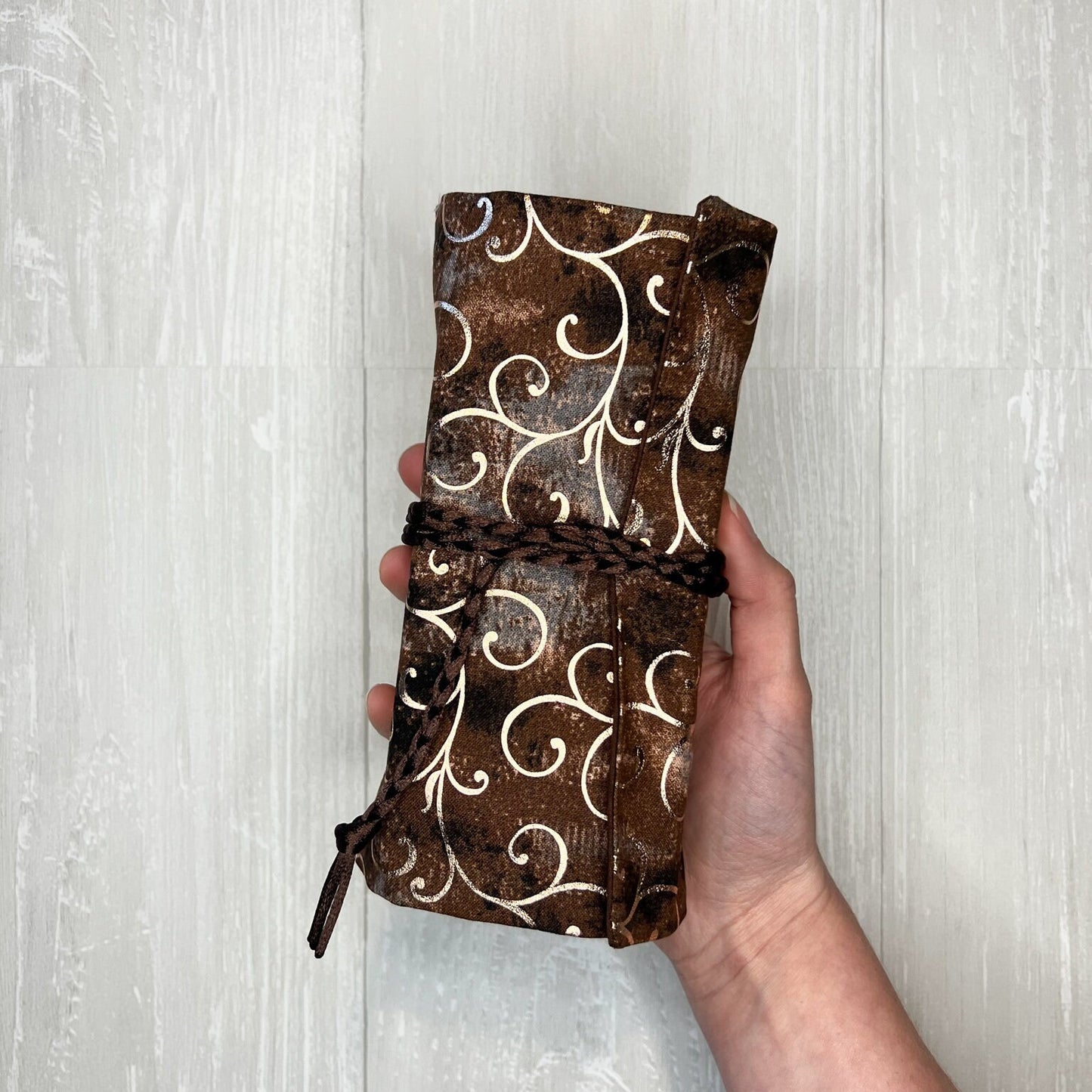 Brown Tarot Wrap Pouch, Tarot Fold Over Pouch, Tarot Supplies and Accessories, Tarot Card Holder, Divination Pagan Witch Tarot Reader Gift