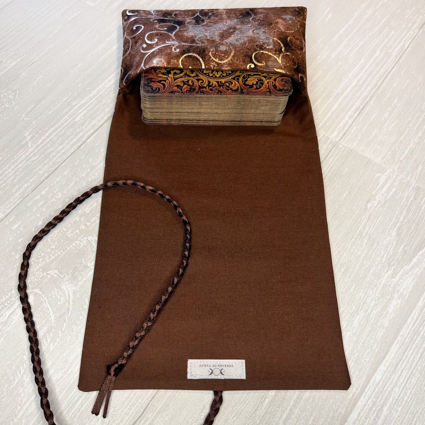 Brown Tarot Wrap Pouch, Tarot Fold Over Pouch, Tarot Supplies and Accessories, Tarot Card Holder, Divination Pagan Witch Tarot Reader Gift