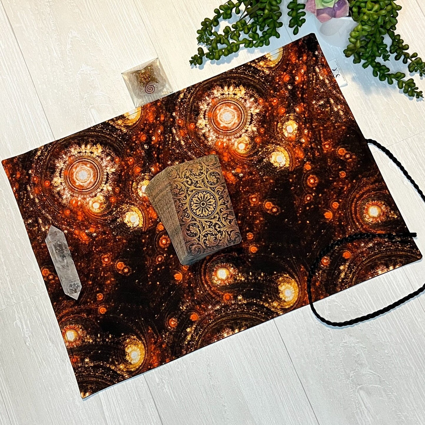 Orange Celestial Tarot Wrap, Tarot Storage, Tarot Deck Holder, Galaxy Cloth, Pagan Witchcraft Wiccan Divination Tools Gifts & Supplies