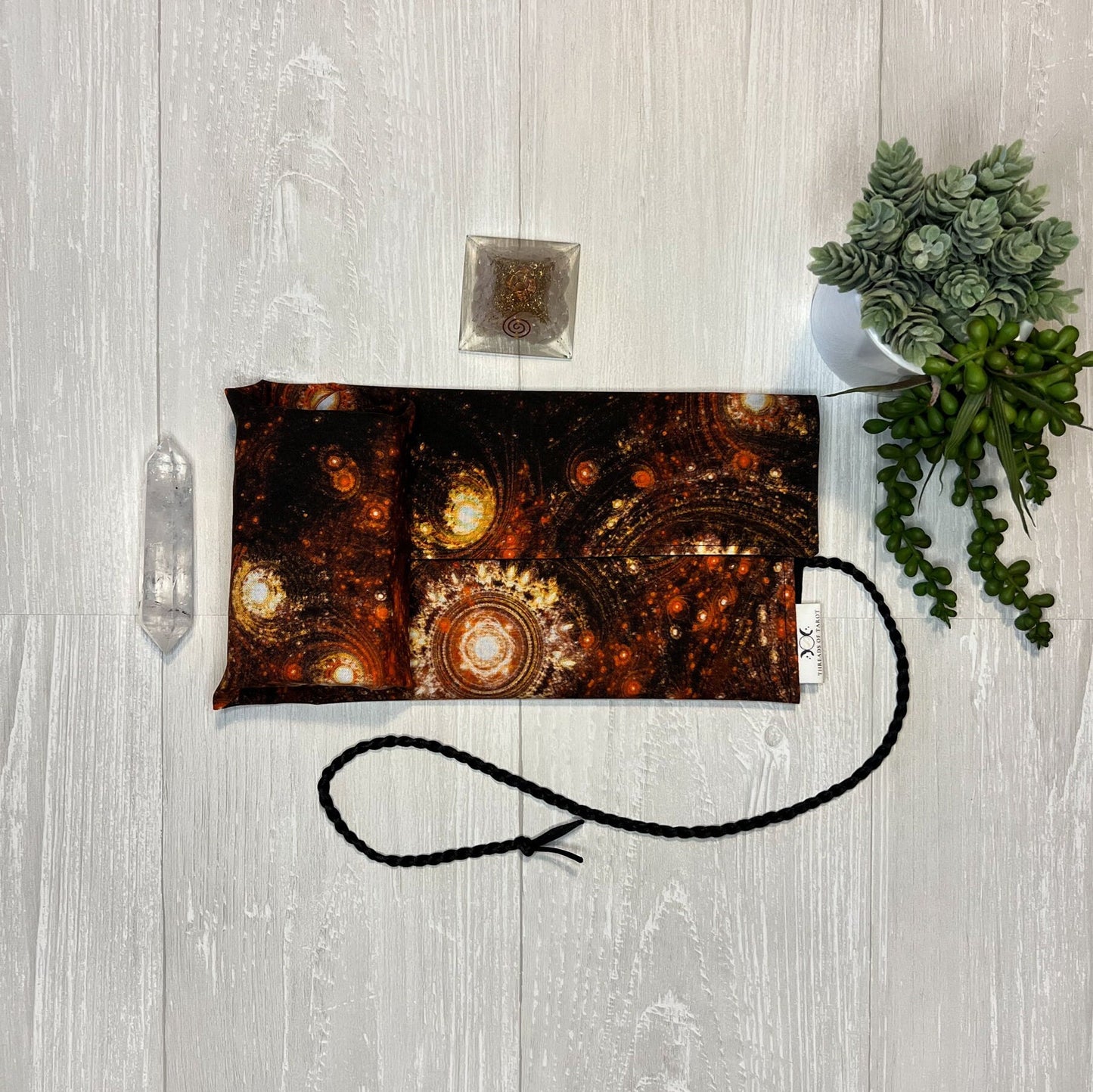 Orange Celestial Tarot Wrap, Tarot Storage, Tarot Deck Holder, Galaxy Cloth, Pagan Witchcraft Wiccan Divination Tools Gifts & Supplies