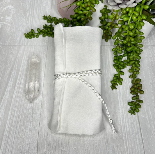 White Shimmery Tarot Wrap Pouch, Tarot Deck Storage, Tarot Supplies & Accessories, Tarot Card Holder, Divination Witch Tarot Reader Gift