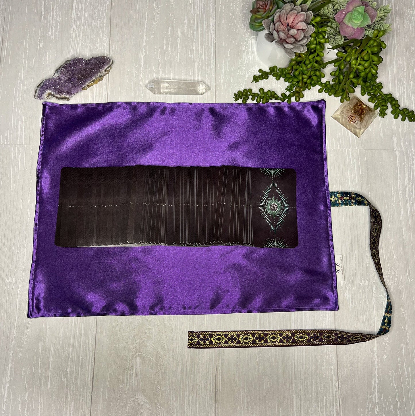 Tarot Wrap, Satin Tarot Storage and Cloth, Tarot Deck Storage Holder, Pagan Witchcraft Wiccan Divination Tools Gifts & Supplies, Purple