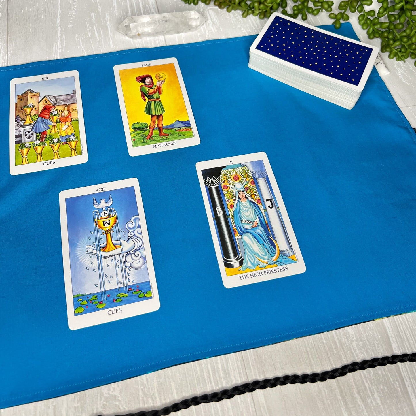 Blue Celestial Tarot Wrap, Tarot Storage, Tarot Deck Holder, Galaxy Cloth, Pagan Witchcraft Wiccan Divination Tools Gifts & Supplies