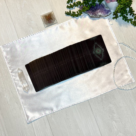 White Tarot Wrap, Satin and Cotton Tarot Storage and Cloth, Tarot Deck Holder, Pagan Witchcraft Wiccan Divination Tools Gifts & Supplies,