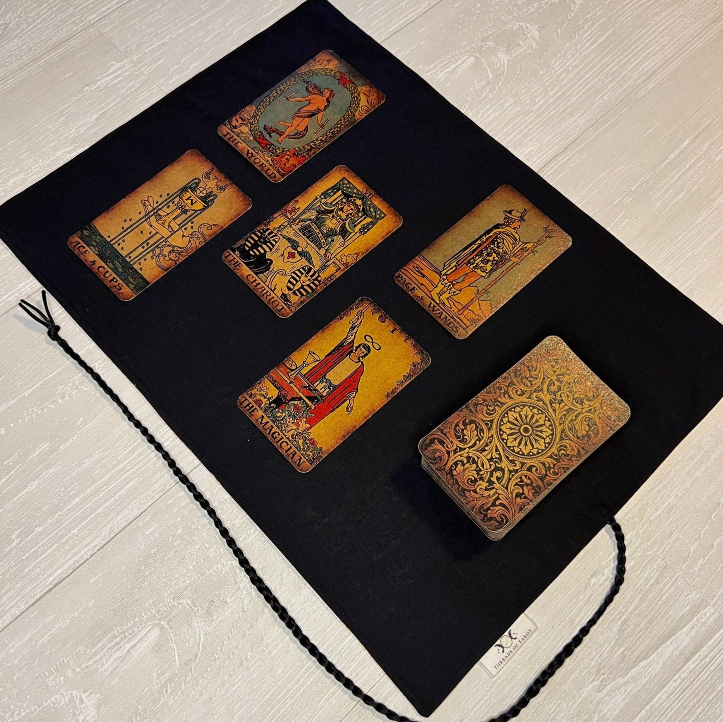 Orange Celestial Tarot Wrap, Tarot Storage, Tarot Deck Holder, Galaxy Cloth, Pagan Witchcraft Wiccan Divination Tools Gifts & Supplies