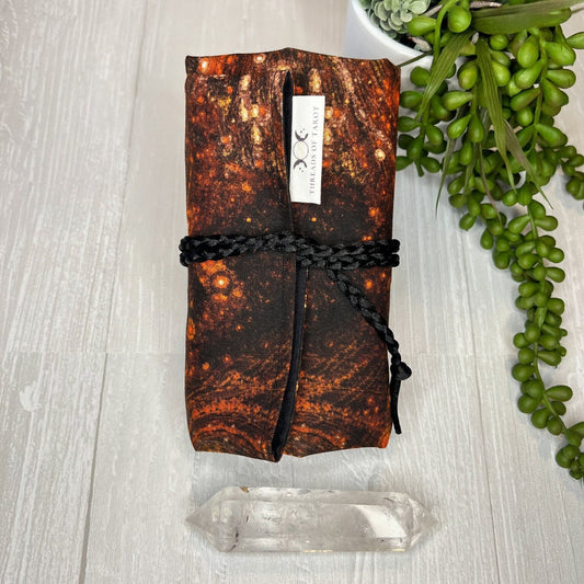 Orange Celestial Tarot Wrap, Tarot Storage, Tarot Deck Holder, Galaxy Cloth, Pagan Witchcraft Wiccan Divination Tools Gifts & Supplies