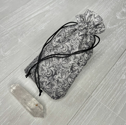 Gray Tarot Bag, Drawstring Pouch, Standard Tarot Deck Storage, Divination Tools & Supplies, Pagan Witchcraft Wiccan Tarot Reader Gifts