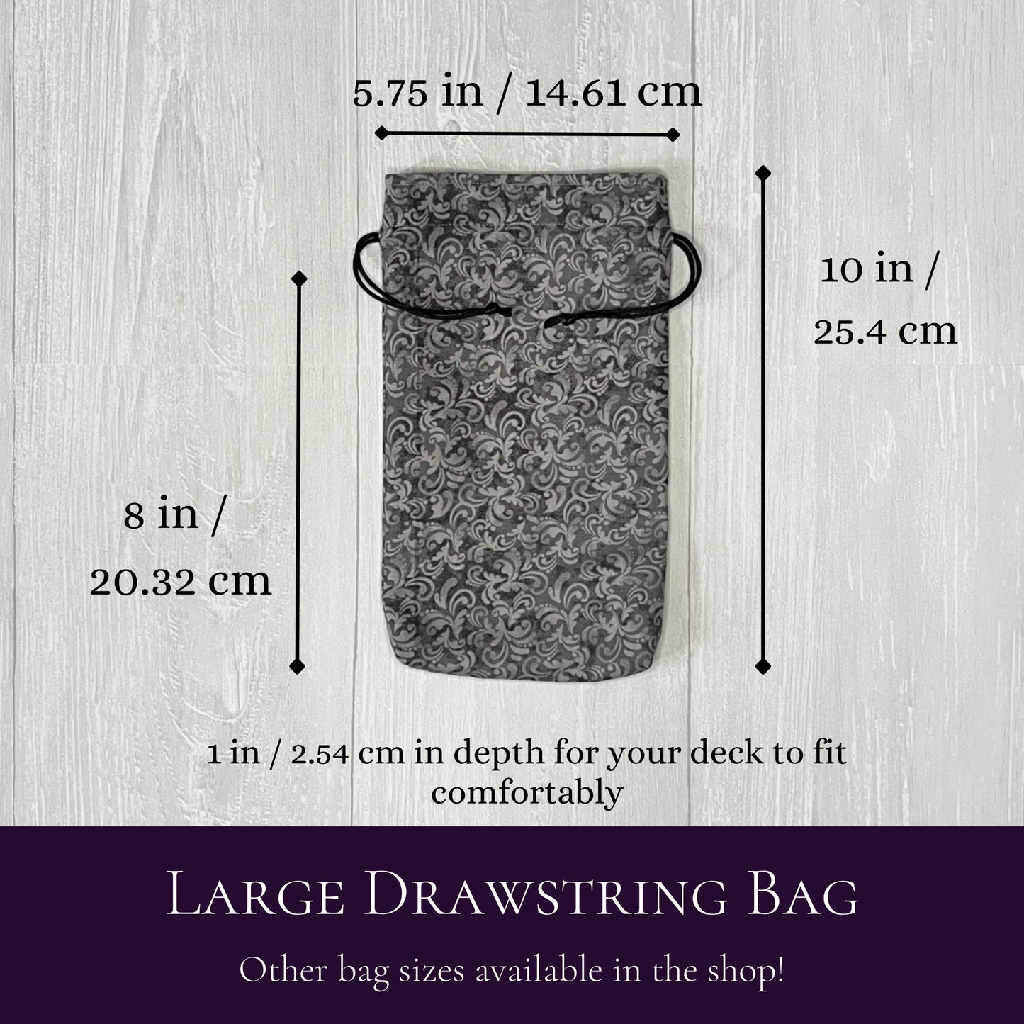 Large Gray Tarot Deck Bag, Oracle Card Drawstring Pouch, Deck Storage Holder, Pagan Witchcraft Wiccan Divination Tools Gifts & Supplies
