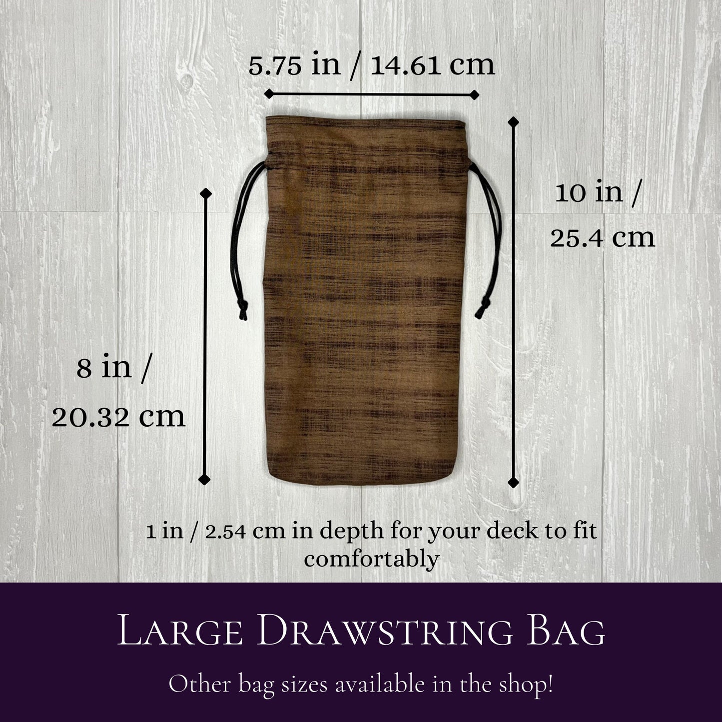 Large Tarot Deck Bag, Brown and Black Lined Drawstring Pouch, Deck Storage Holder, Pagan Witchcraft Wiccan Divination Tools Gifts & Supplies