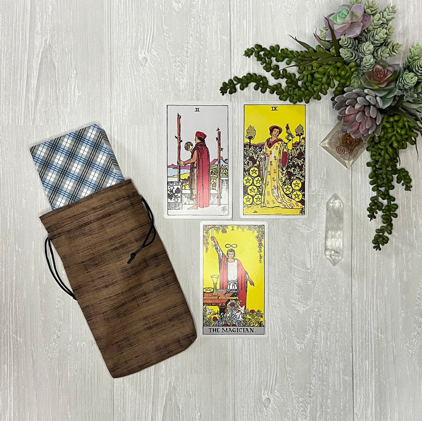 Large Tarot Deck Bag, Brown and Black Lined Drawstring Pouch, Deck Storage Holder, Pagan Witchcraft Wiccan Divination Tools Gifts & Supplies
