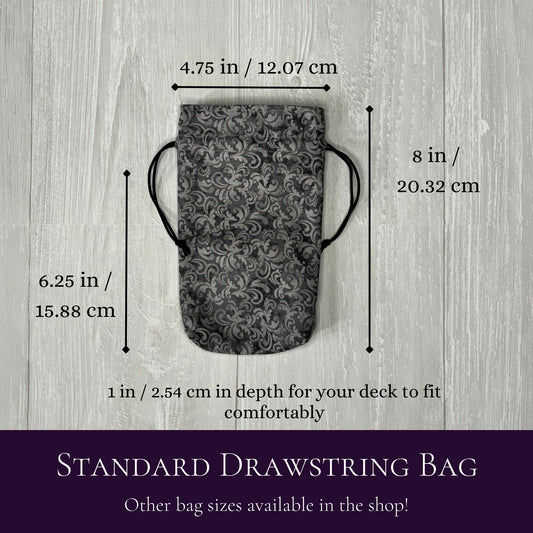Gray Tarot Bag, Drawstring Pouch, Standard Tarot Deck Storage, Divination Tools & Supplies, Pagan Witchcraft Wiccan Tarot Reader Gifts
