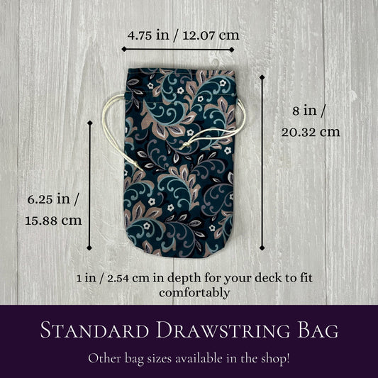 Floral Tarot Bag, Drawstring Pouch, Tarot Deck Storage Holder, Standard Tarot Case, Pagan Witchcraft Divination Tools Gifts & Supplies