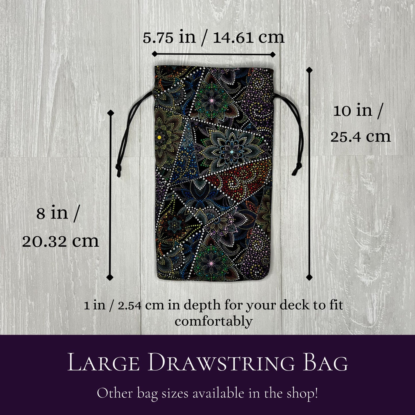 Large Tarot Bag, Drawstring Pouch for Tarot & Oracle Deck, Divination Tools, Giant Tarot Deck, Witchcraft and Wiccan Gift Supplies Geometric
