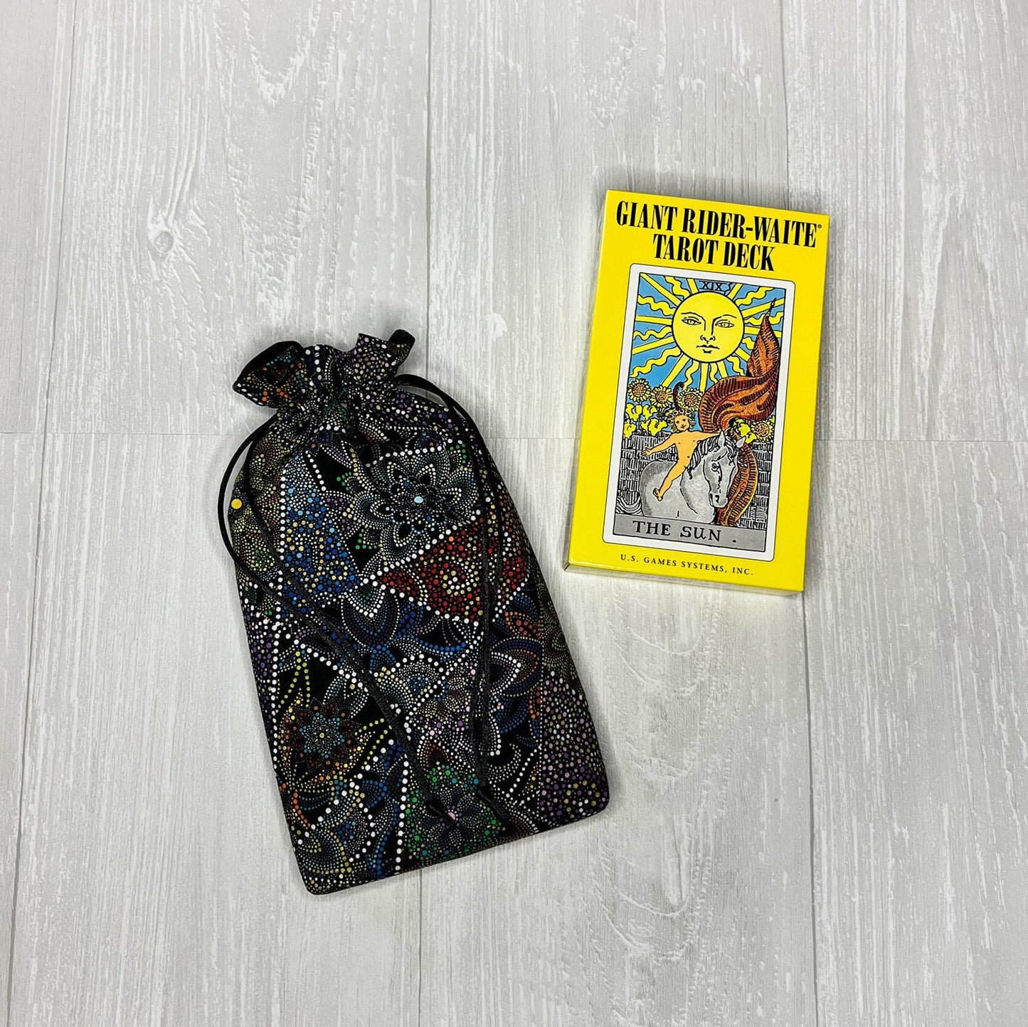Large Tarot Bag, Drawstring Pouch for Tarot & Oracle Deck, Divination Tools, Giant Tarot Deck, Witchcraft and Wiccan Gift Supplies Geometric