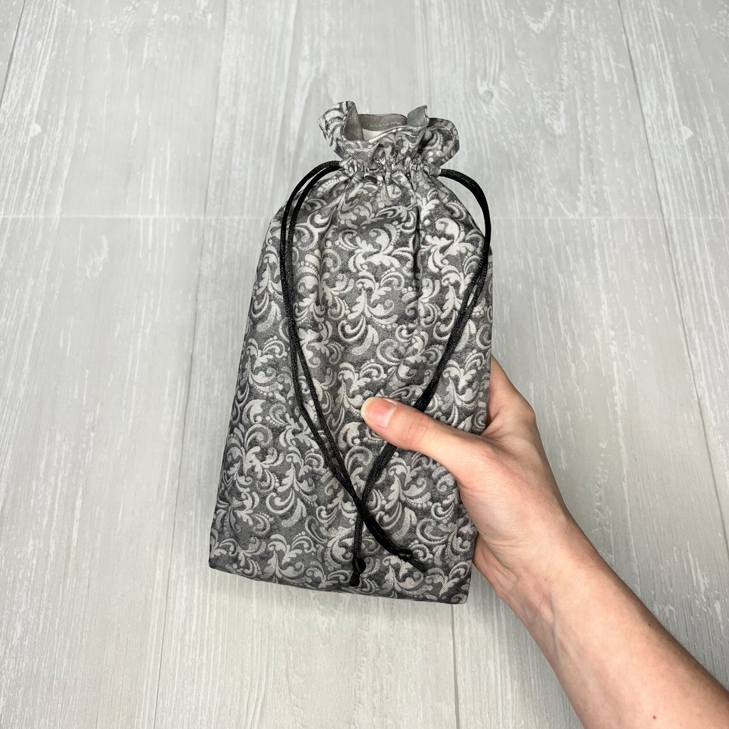 Large Gray Tarot Deck Bag, Oracle Card Drawstring Pouch, Deck Storage Holder, Pagan Witchcraft Wiccan Divination Tools Gifts & Supplies