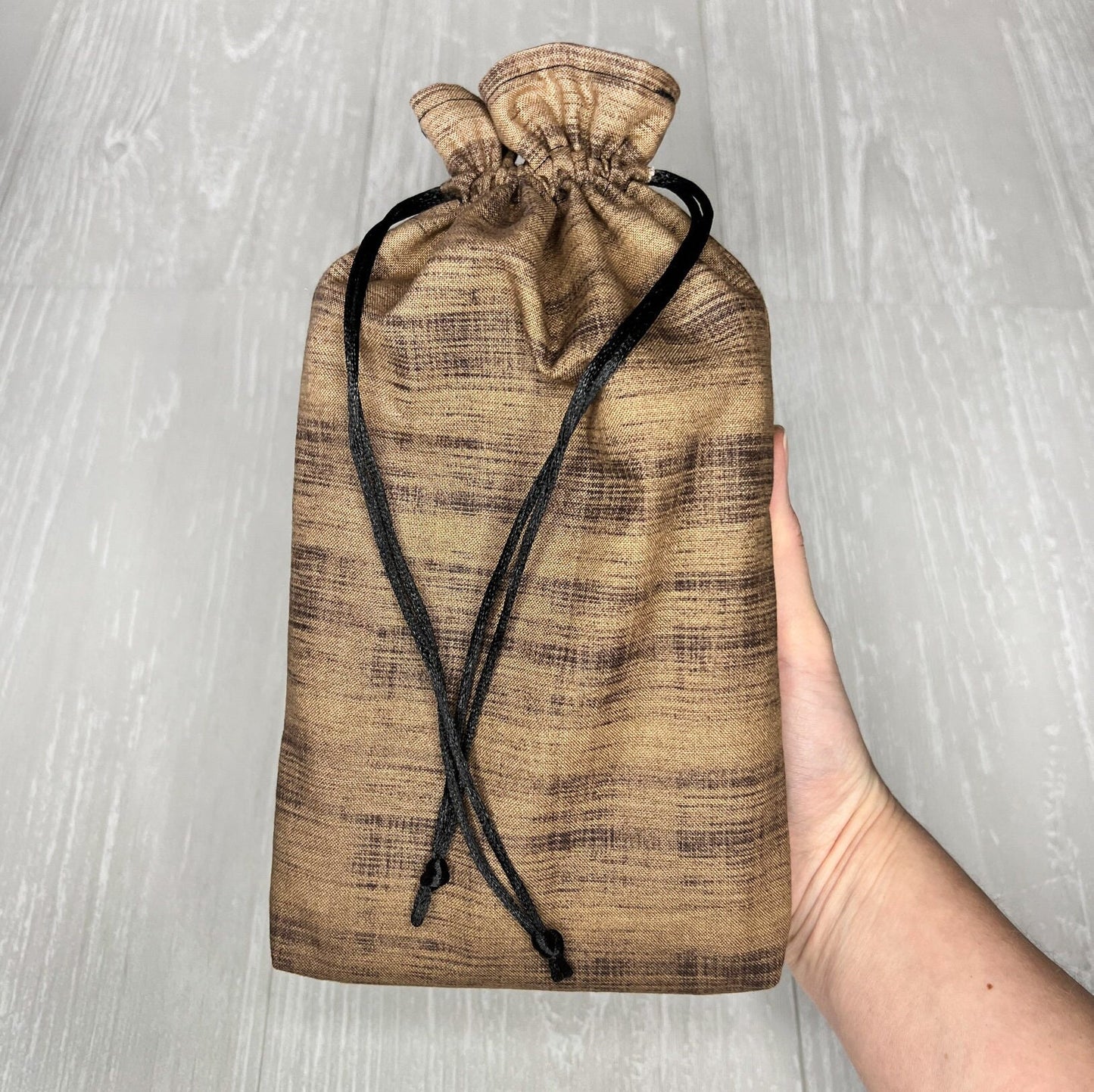 Large Tarot Deck Bag, Brown and Black Lined Drawstring Pouch, Deck Storage Holder, Pagan Witchcraft Wiccan Divination Tools Gifts & Supplies