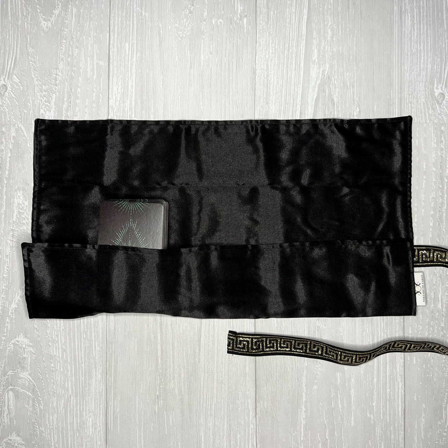 Black & Gold Satin Tarot Wrap, Tarot Deck Storage and Cloth, Tarot Card Holder, Pagan Witchcraft Wiccan Divination Supplies Accessories
