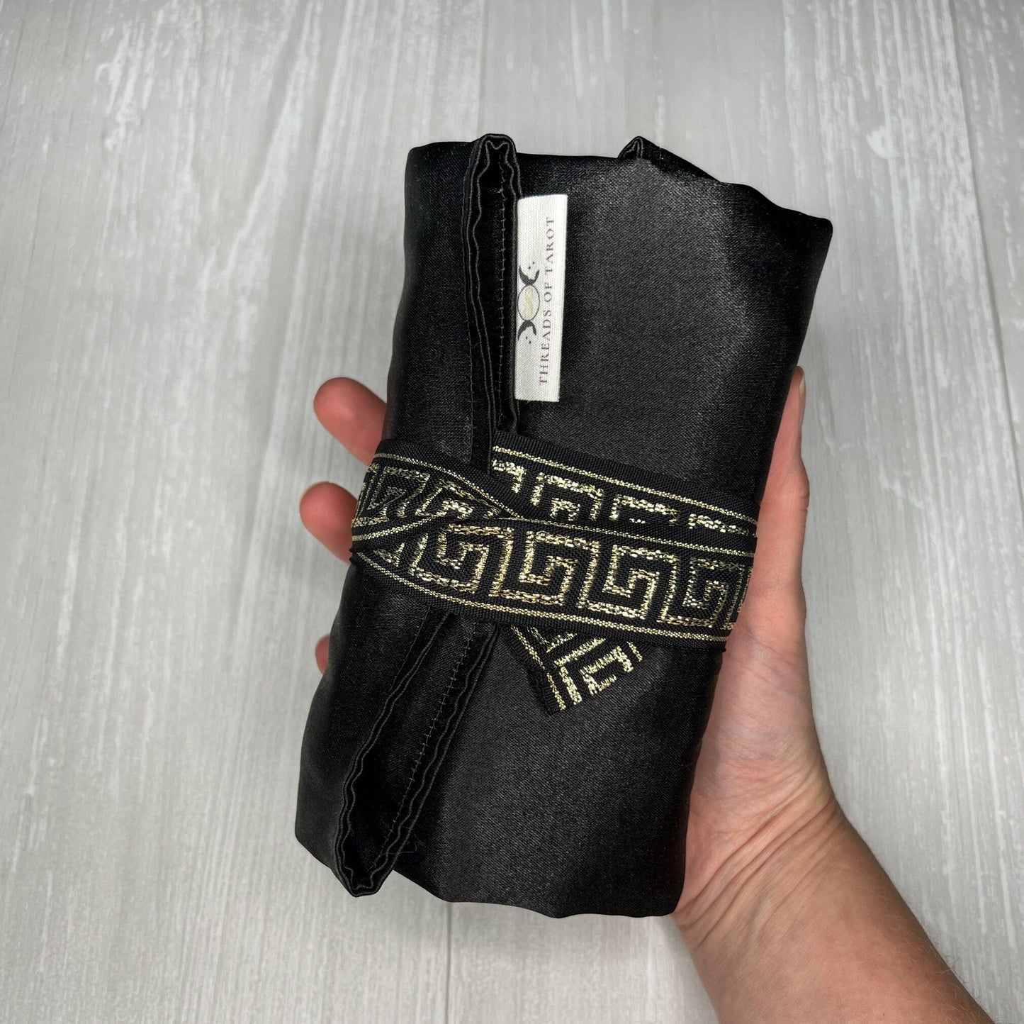 Black & Gold Satin Tarot Wrap, Tarot Deck Storage and Cloth, Tarot Card Holder, Pagan Witchcraft Wiccan Divination Supplies Accessories