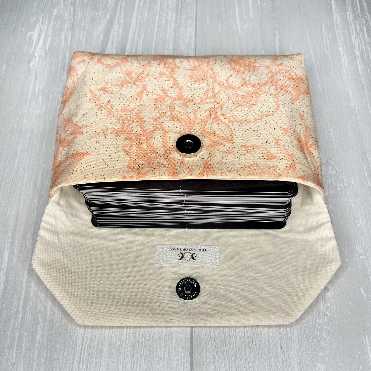 Floral Magnetic Clasp Tarot Clutch Pouch, Peach Fold Over Tarot Pouch, Tarot Reading Gifts Supplies & Accessories, Tarot Card Storage Holder