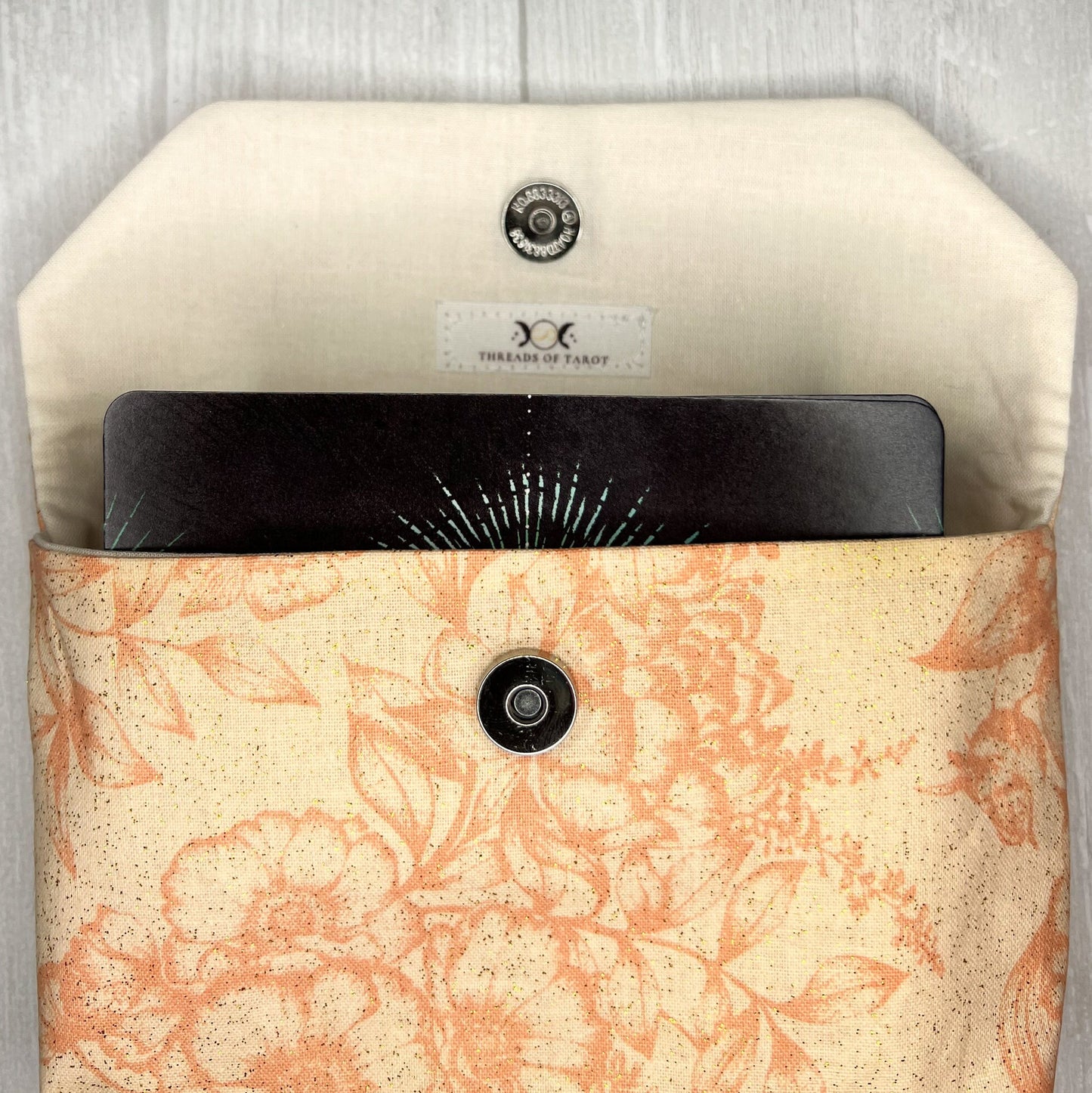 Floral Magnetic Clasp Tarot Clutch Pouch, Peach Fold Over Tarot Pouch, Tarot Reading Gifts Supplies & Accessories, Tarot Card Storage Holder