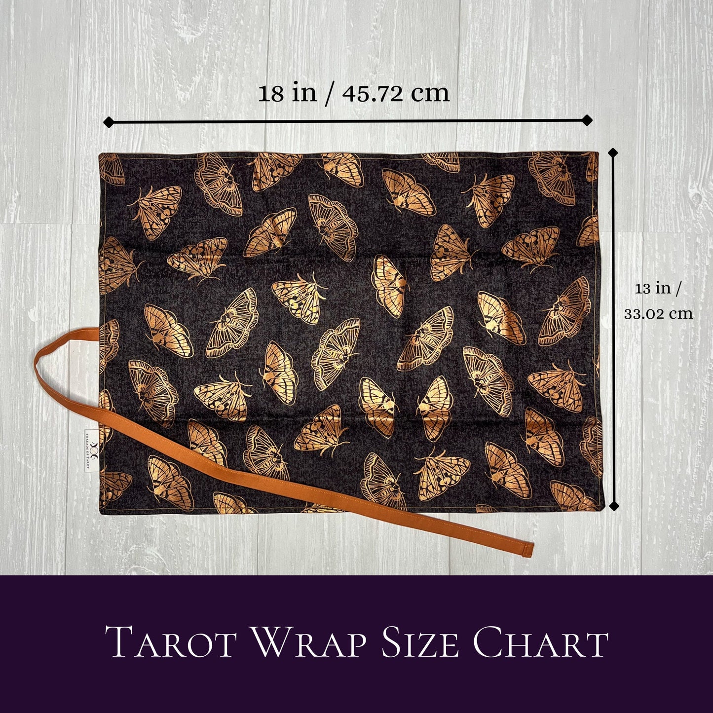 Gray & Copper Moth Tarot Wrap, Tarot Deck Storage Cloth, Tarot Card Holder, Pagan Witchcraft Wiccan Divination Supplies, Tarot Accessories