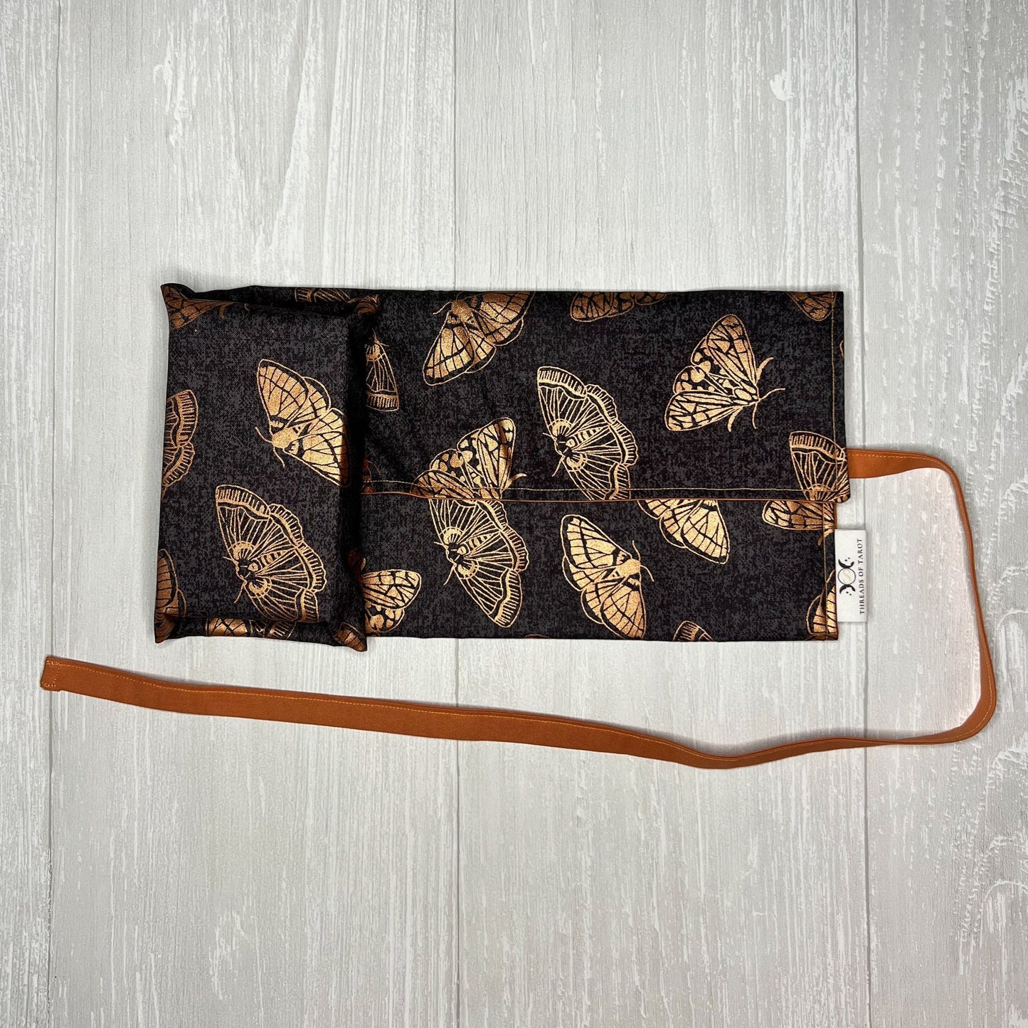 Gray & Copper Moth Tarot Wrap, Tarot Deck Storage Cloth, Tarot Card Holder, Pagan Witchcraft Wiccan Divination Supplies, Tarot Accessories