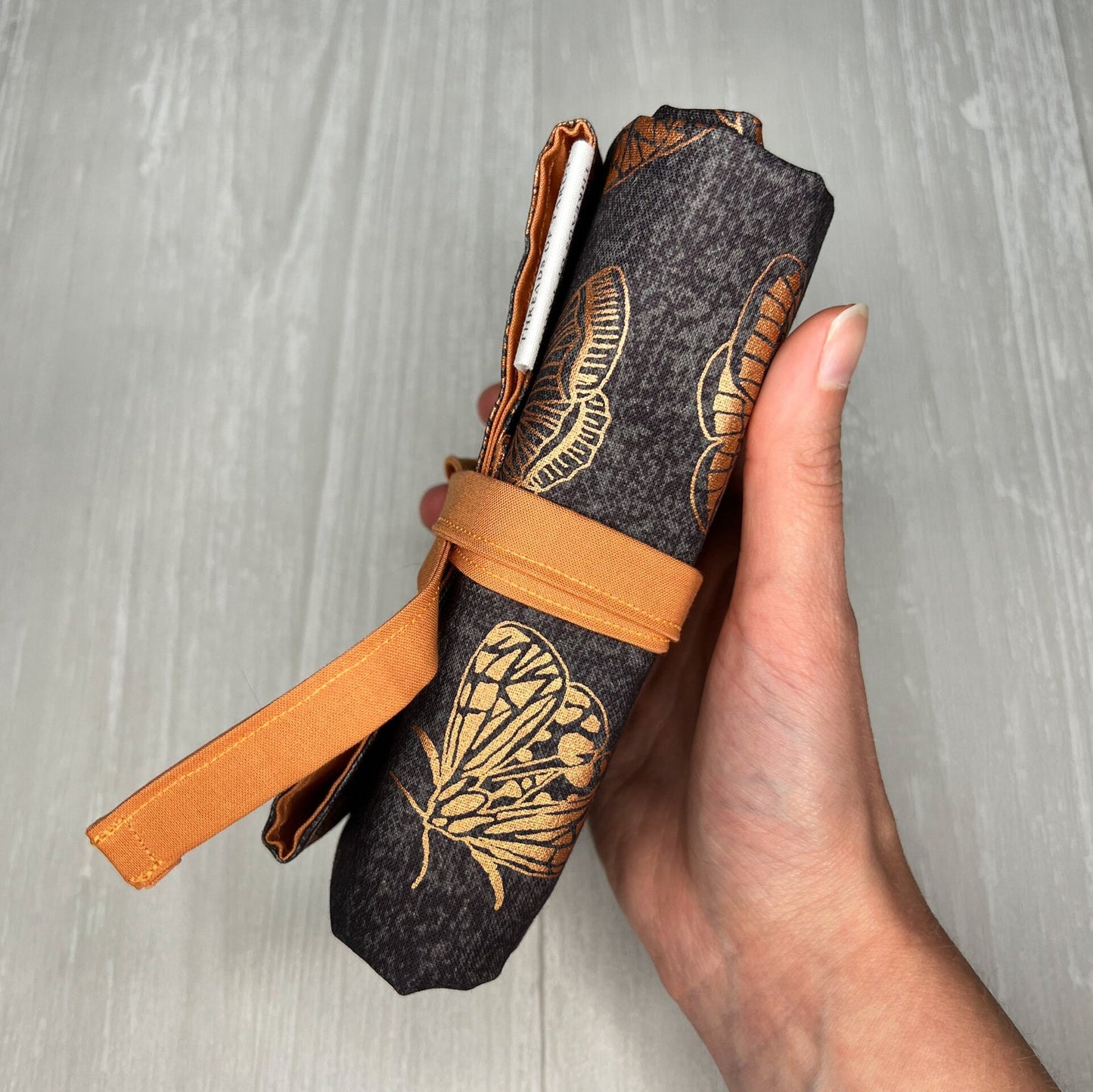 Gray & Copper Moth Tarot Wrap, Tarot Deck Storage Cloth, Tarot Card Holder, Pagan Witchcraft Wiccan Divination Supplies, Tarot Accessories