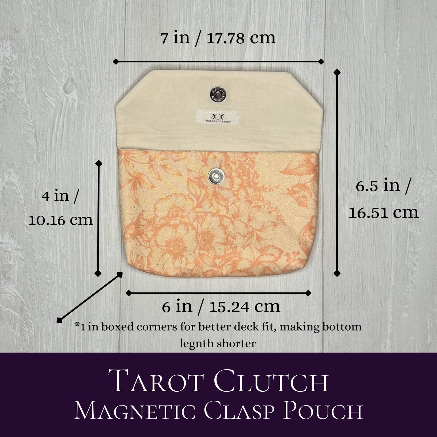 Floral Magnetic Clasp Tarot Clutch Pouch, Peach Fold Over Tarot Pouch, Tarot Reading Gifts Supplies & Accessories, Tarot Card Storage Holder