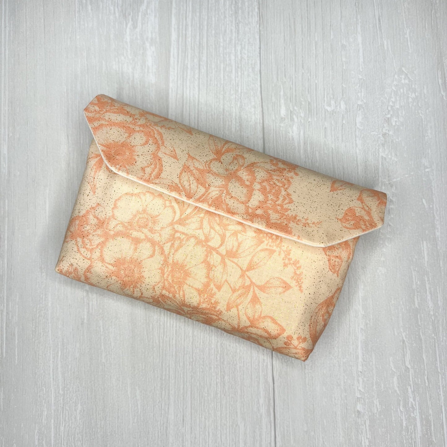 Floral Magnetic Clasp Tarot Clutch Pouch, Peach Fold Over Tarot Pouch, Tarot Reading Gifts Supplies & Accessories, Tarot Card Storage Holder