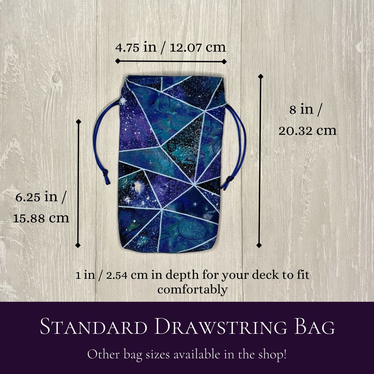 Blue Geometric Tarot Bag, Drawstring Pouch, Tarot Deck Storage Holder, Standard Tarot, Pagan Witchcraft Divination Tools Gifts & Supplies