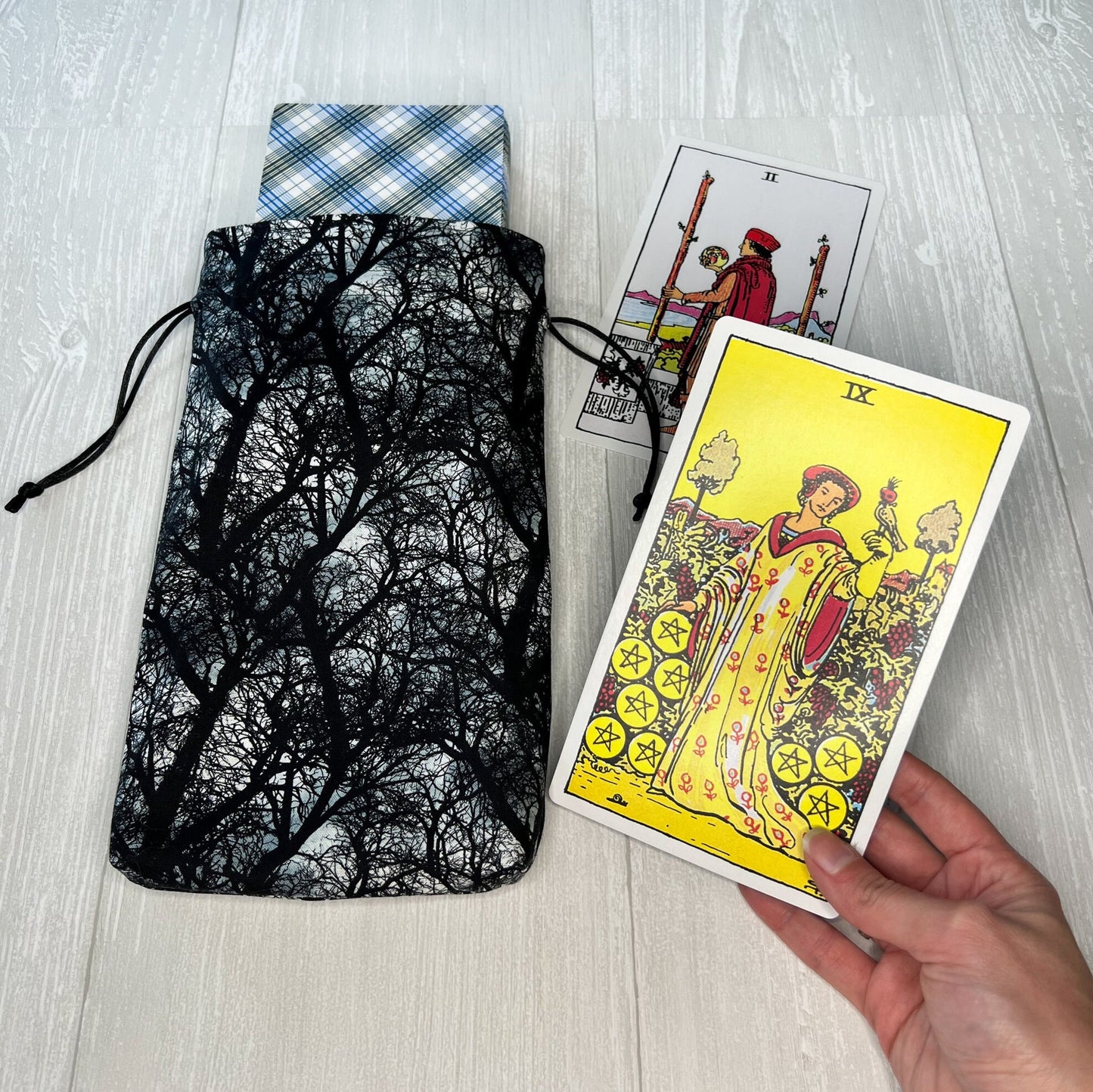 Forest Large Tarot Bag, Drawstring Pouch for Tarot & Oracle Deck, Divination Tools, Giant Tarot Deck, Witchcraft and Wiccan Gift Supplies