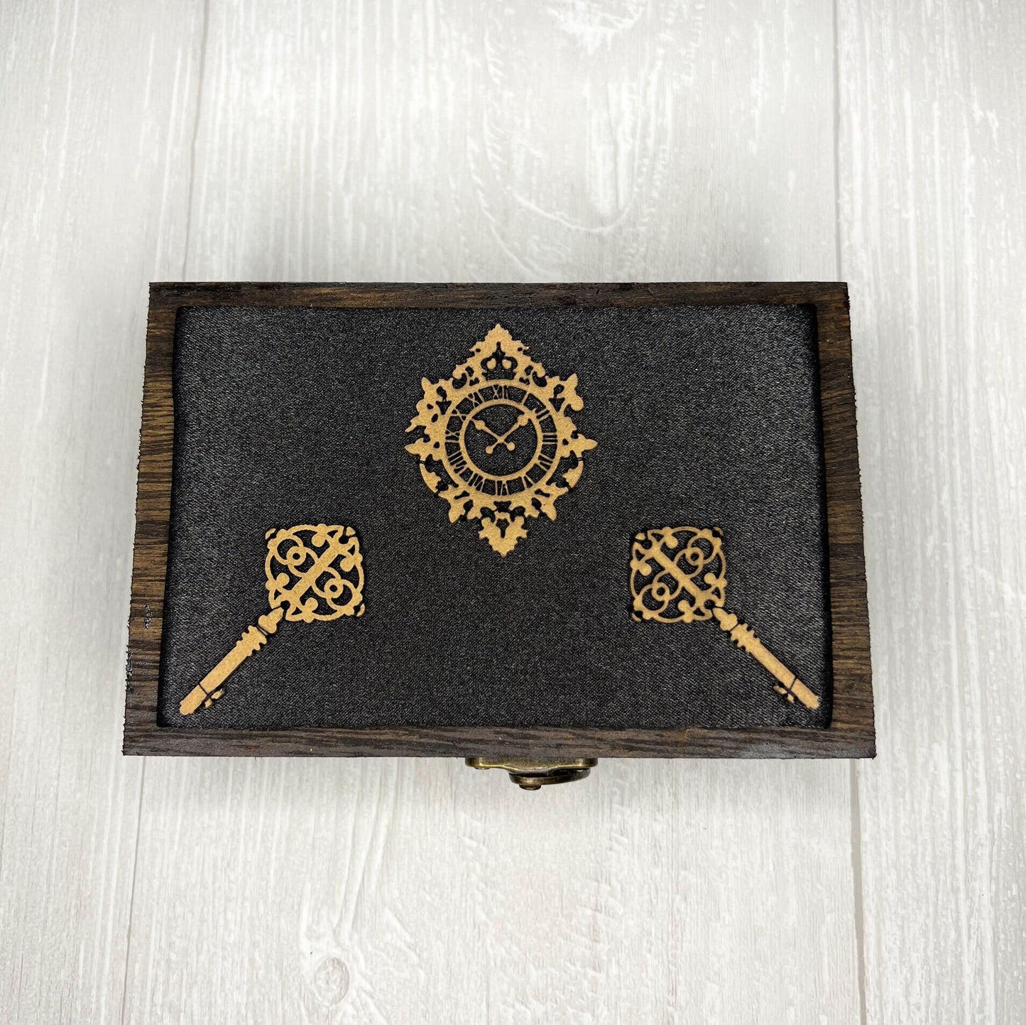 Wooden Tarot Deck Box, Tarot Deck Storage, Satin Lined Witch Box, Tarot Card Holder, Witches Keepsake Trinket Jewelry Box, Wooden Card Box