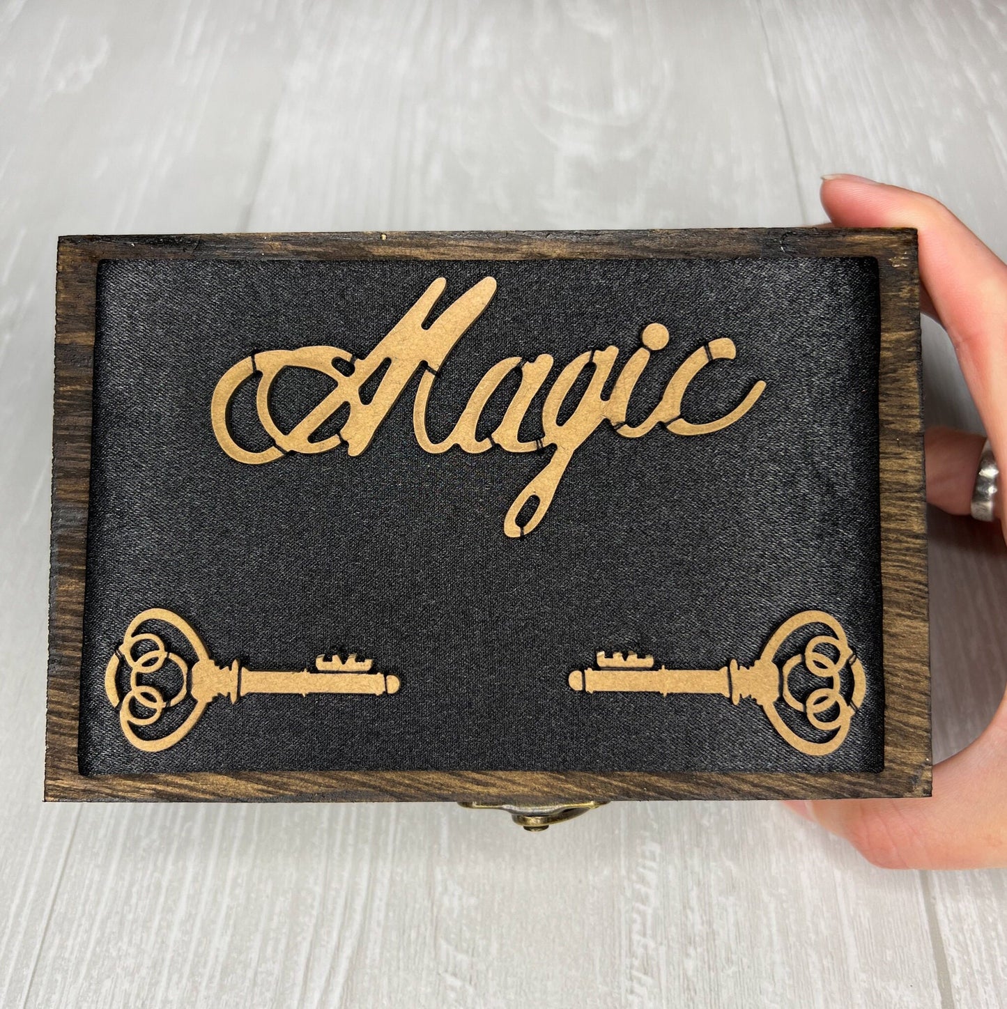 Wooden Tarot Deck Box, Tarot Deck Storage, Satin Lined Hecate Witch Box, Tarot Card Holder, Witches Keepsake Jewelry Box, Wooden Card Box