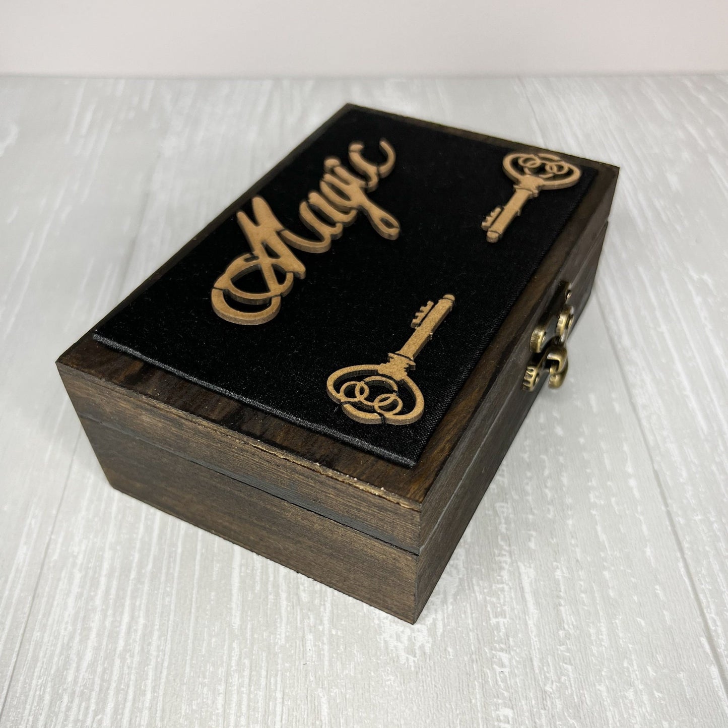 Wooden Tarot Deck Box, Tarot Deck Storage, Satin Lined Hecate Witch Box, Tarot Card Holder, Witches Keepsake Jewelry Box, Wooden Card Box