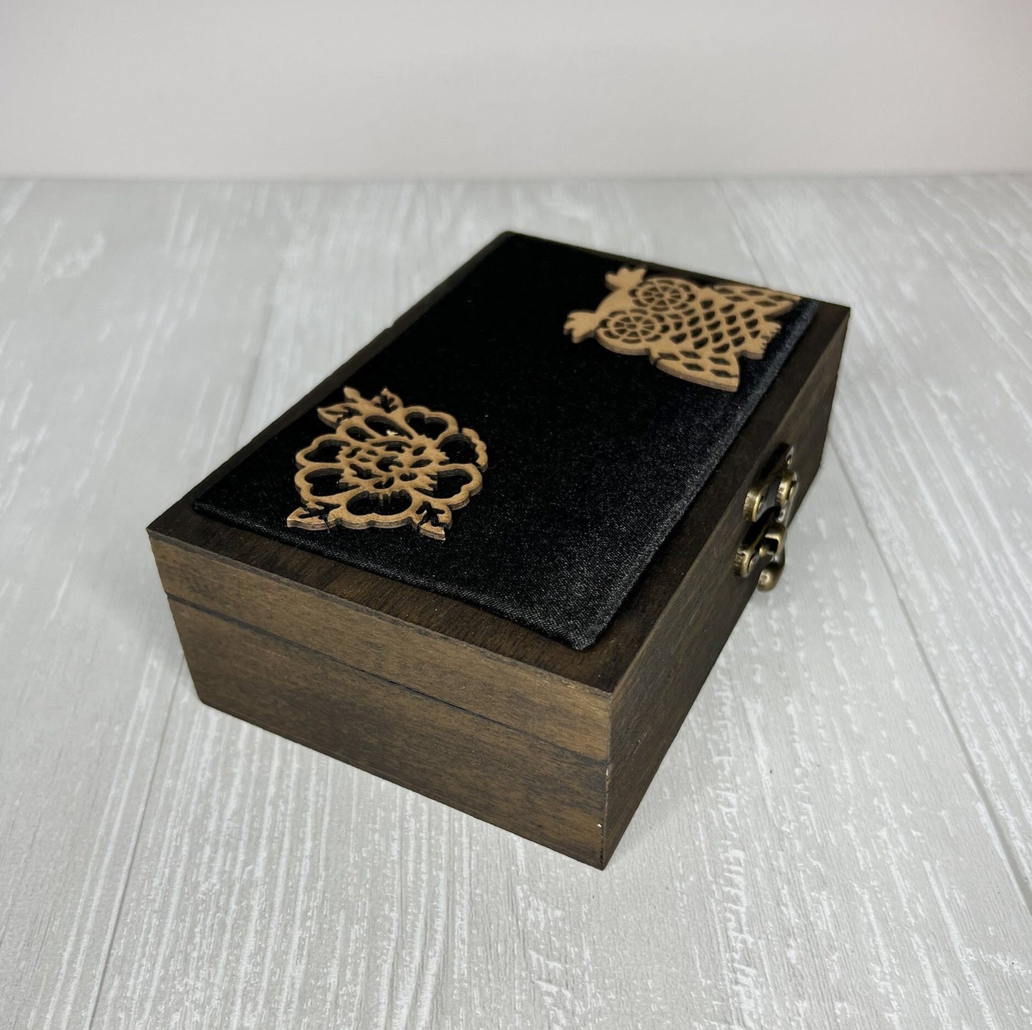 Wooden Tarot Deck Box, Tarot Deck Storage, Satin Lined Owl Witch Box, Tarot Card Holder, Witches Keepsake Jewelry Box, Wooden Card Box