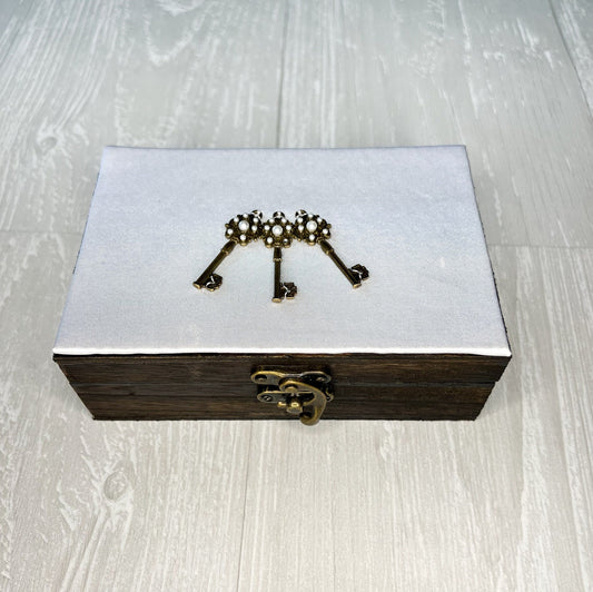 Wooden Tarot Deck Box, Tarot Deck Storage, Satin Lined Key Witch Box, Tarot Card Holder, Witches Keepsake Jewelry Box, Wooden Card Box