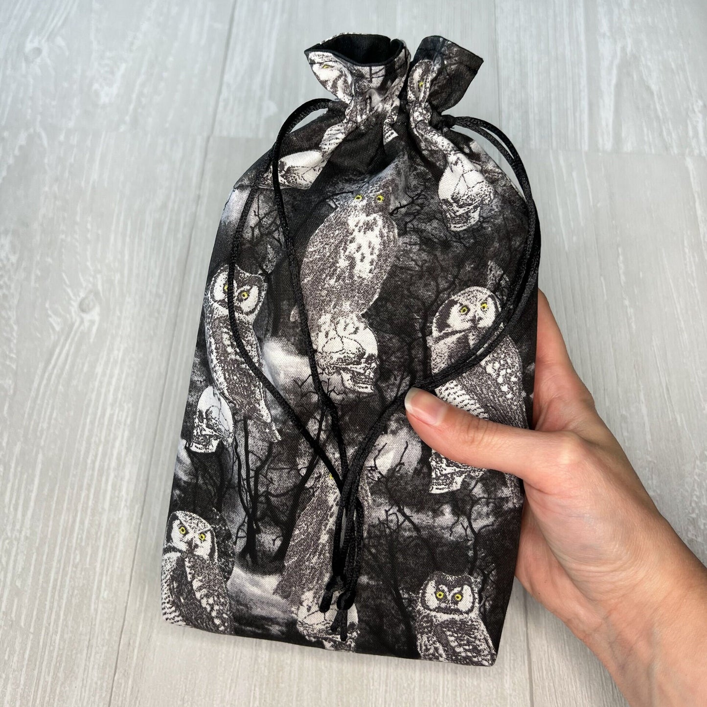 Owl Large Tarot Bag, Drawstring Pouch for Tarot & Oracle Deck, Divination Tools, Giant Tarot Deck, Samhain Witchcraft Wiccan Gift Supplies