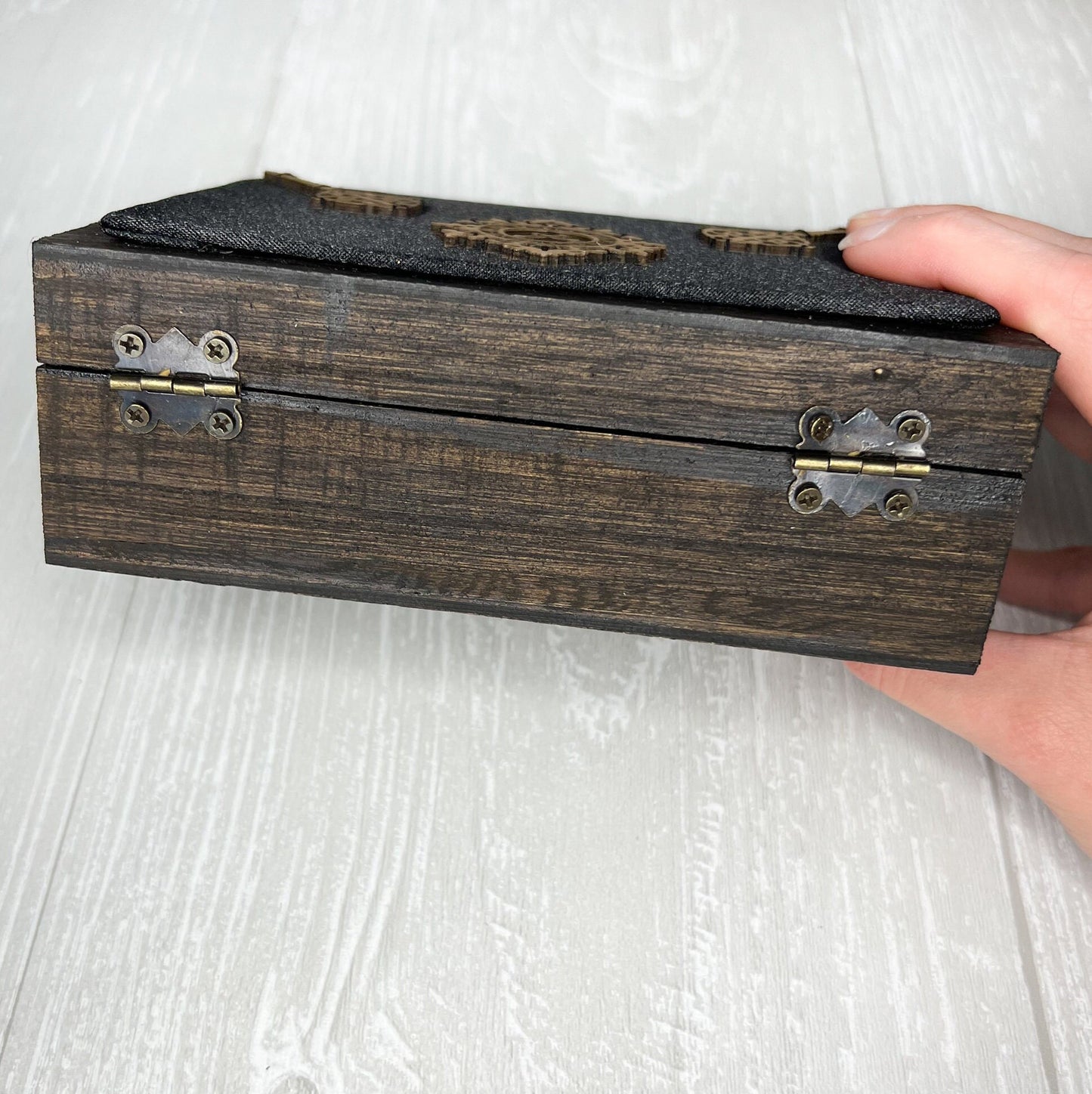 Wooden Tarot Deck Box, Tarot Deck Storage, Satin Lined Witch Box, Tarot Card Holder, Witches Keepsake Trinket Jewelry Box, Wooden Card Box