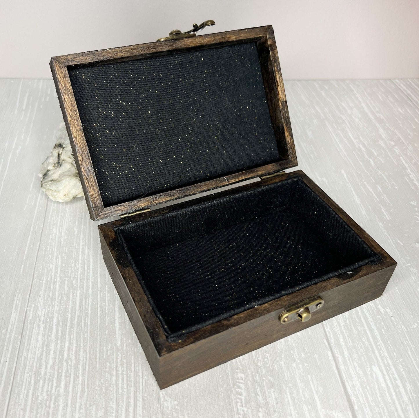 Wooden Tarot Deck Box, Tarot Deck Storage, Satin Lined Witch Box, Tarot Card Holder, Witches Keepsake Trinket Jewelry Box, Wooden Card Box