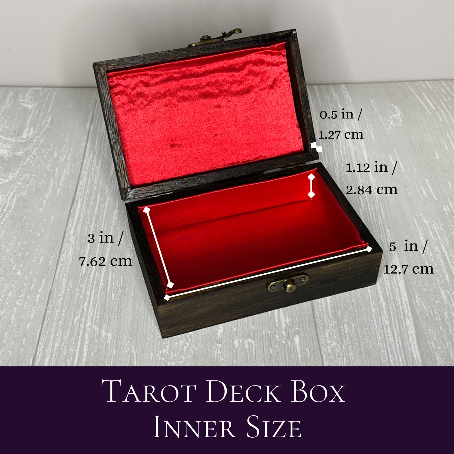 Wooden Tarot Deck Box, Tarot Deck Storage, Satin Lined Hecate Witch Box, Tarot Card Holder, Witches Keepsake Jewelry Box, Wooden Card Box