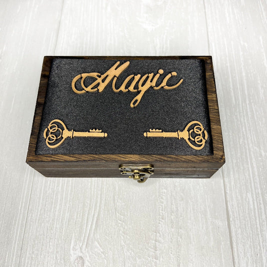 Wooden Tarot Deck Box, Tarot Deck Storage, Satin Lined Hecate Witch Box, Tarot Card Holder, Witches Keepsake Jewelry Box, Wooden Card Box