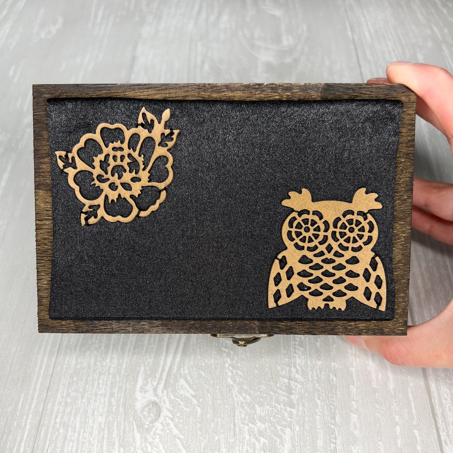 Wooden Tarot Deck Box, Tarot Deck Storage, Satin Lined Owl Witch Box, Tarot Card Holder, Witches Keepsake Jewelry Box, Wooden Card Box