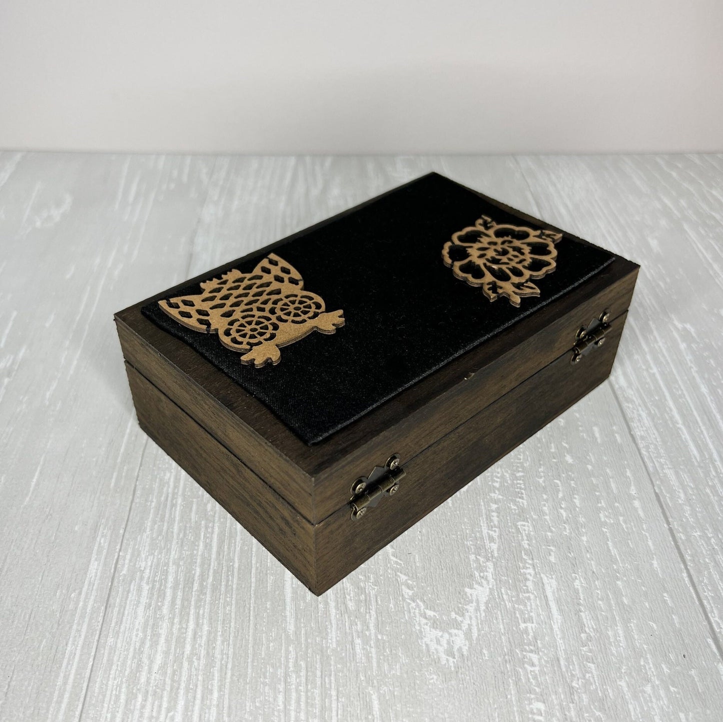 Wooden Tarot Deck Box, Tarot Deck Storage, Satin Lined Owl Witch Box, Tarot Card Holder, Witches Keepsake Jewelry Box, Wooden Card Box