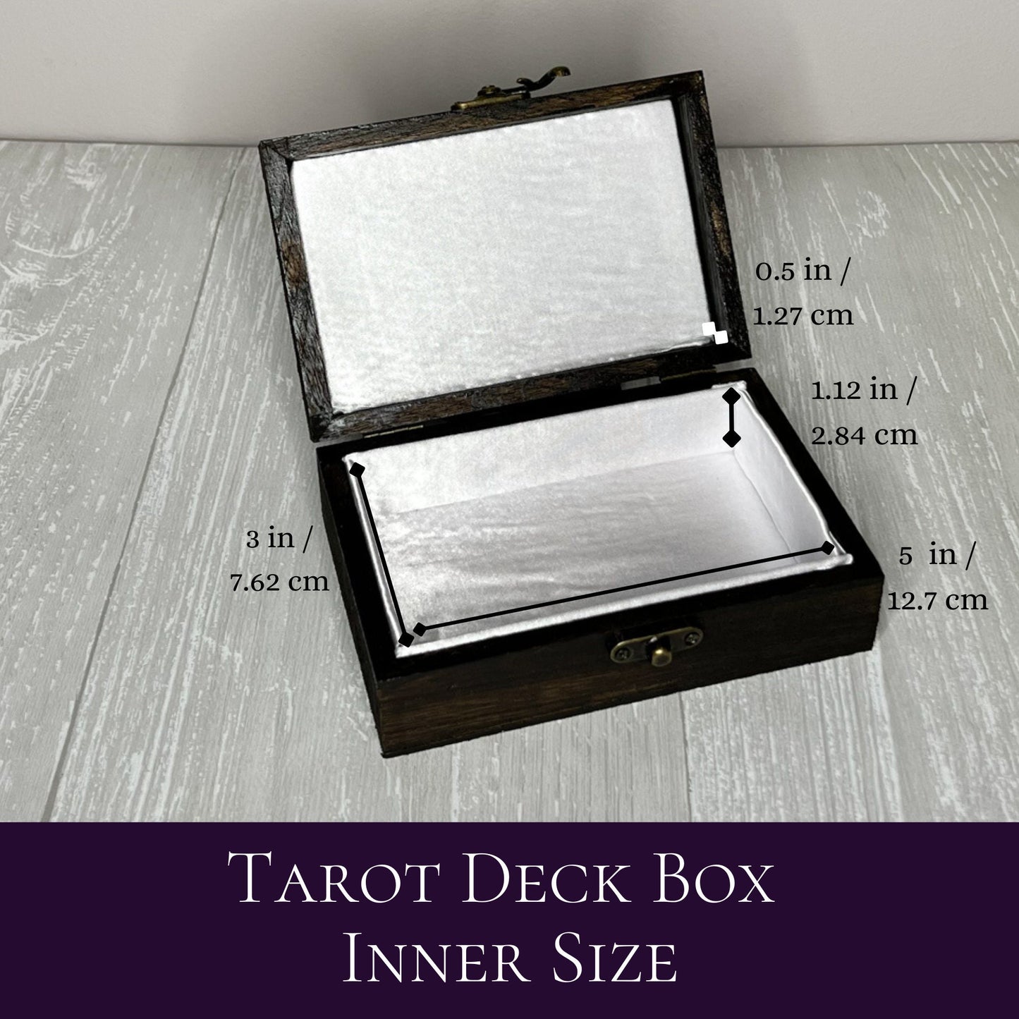Wooden Tarot Deck Box, Tarot Deck Storage, Satin Lined Key Witch Box, Tarot Card Holder, Witches Keepsake Jewelry Box, Wooden Card Box