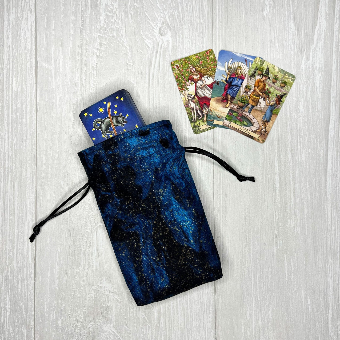 Mini Sized Blue & Black Galactic Drawstring Bag