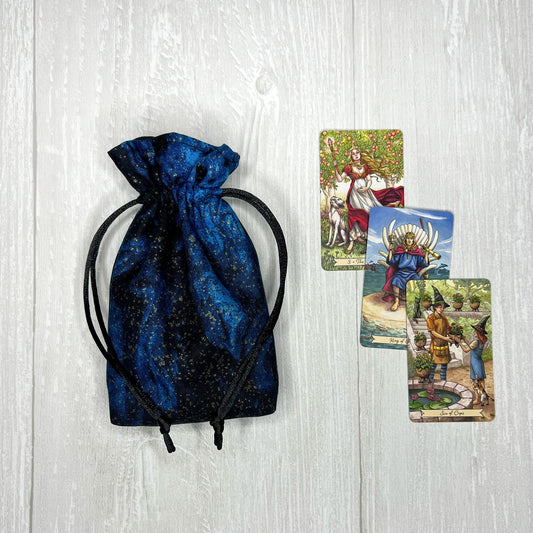 Mini Sized Blue & Black Galactic Drawstring Bag