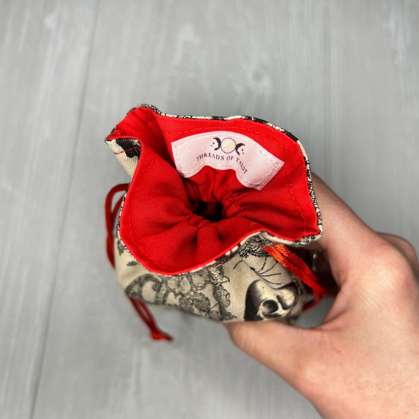 Red Mini Tarot Deck Bag, Drawstring Pouch, Pocket Tarot, Dice Rune Crystal Bag, Witchcraft Wiccan & Pagan Supplies Gifts, Divination Tools