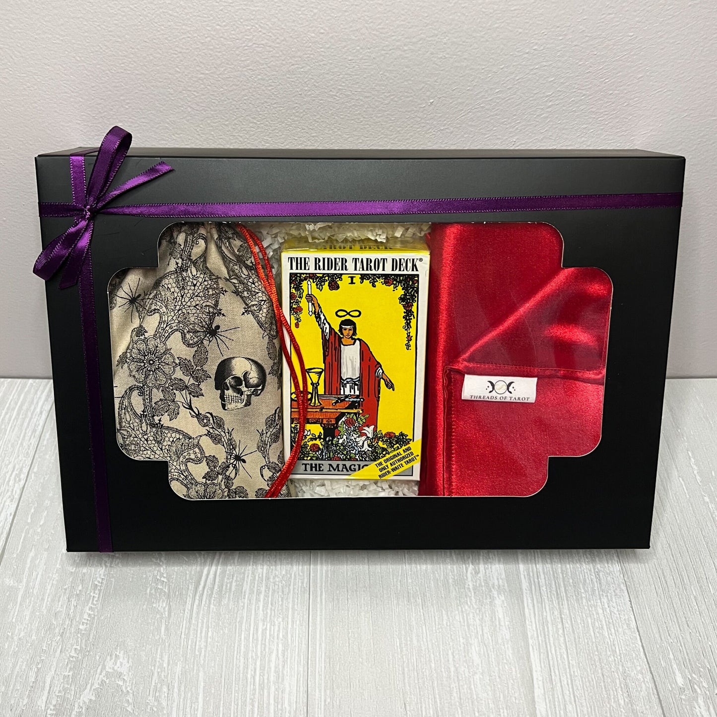 Tarot Deck Gift Set, Rider Waite Tarot Deck, Tarot Drawstring Bag, Reading Cloth, Yule Christmas Gift Box, Divination Tools, Witch Supplies