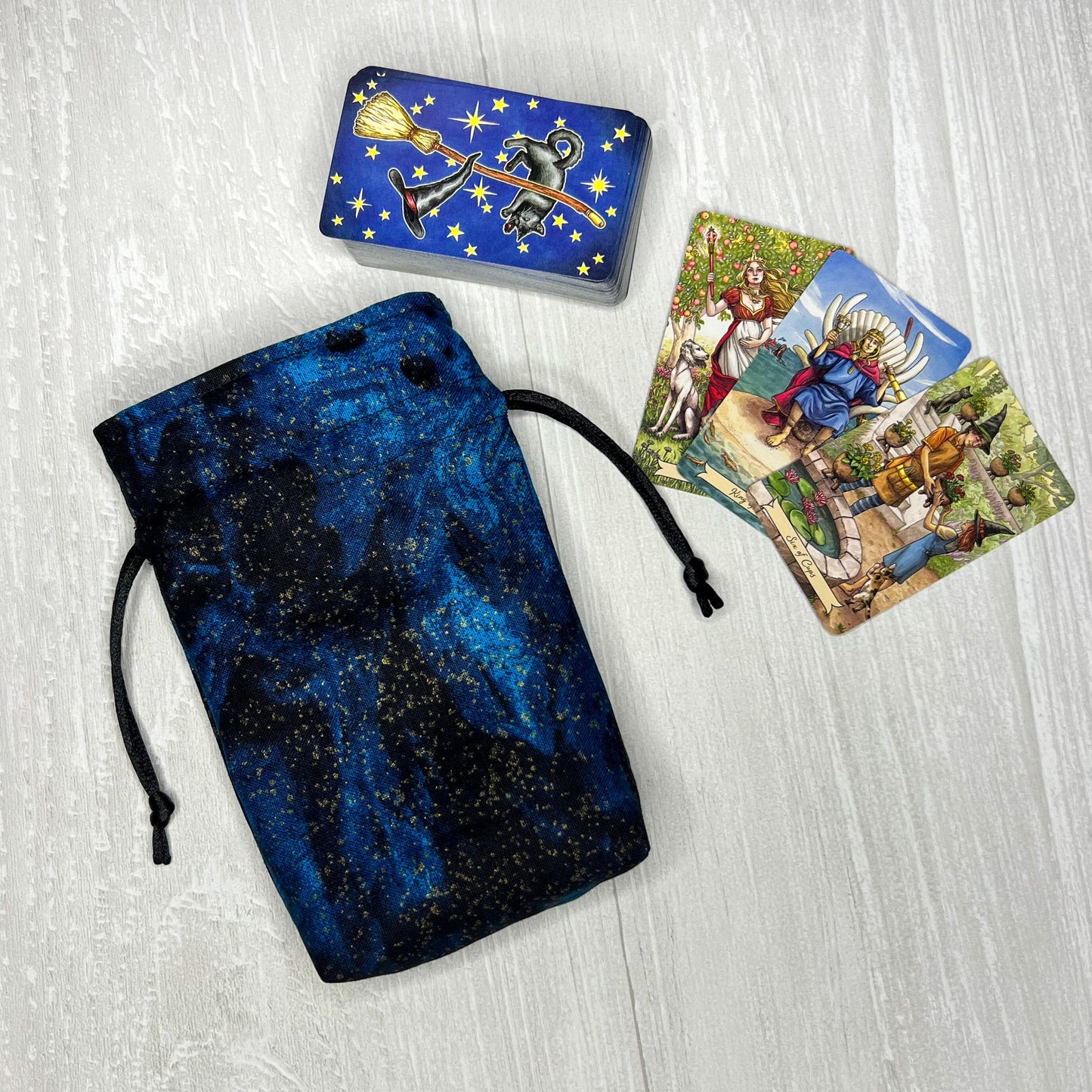Mini Sized Blue & Black Galactic Drawstring Bag