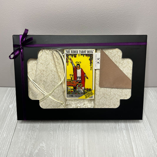Tarot Deck Gift Set, Rider Waite Tarot Deck, Tarot Drawstring Bag, Reading Cloth, Yule Christmas Gift Box, Divination Tools, Witch Supplies